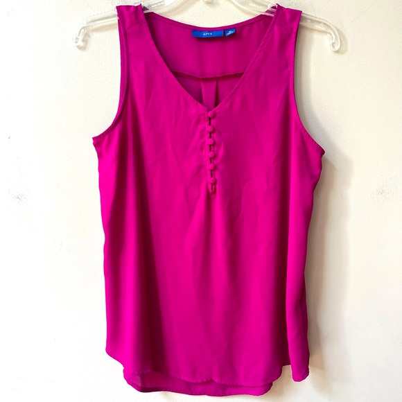Apt 9 Sleeveless V Neck Relaxed Tank Top Blouse Womens XS Fuchsia‎ Pink - Picture 1 of 8